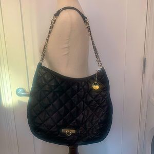Vintage Black Quilted Designer DKNY Handbag Gold Hardware